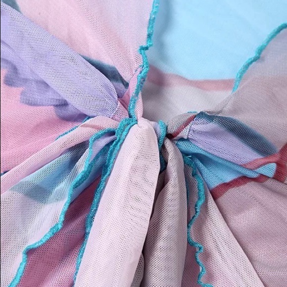 Pink Sands Asymmetrical Pipping Bodycon Skirt Set Beach Bikini Coverup Mini Set - Picture 11 of 14